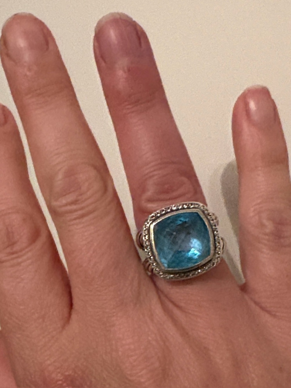 David Yurman Authentic Albion 17mm Blue Topaz Diamond Halo Sterling Silver | 7 - Picture 11 of 11